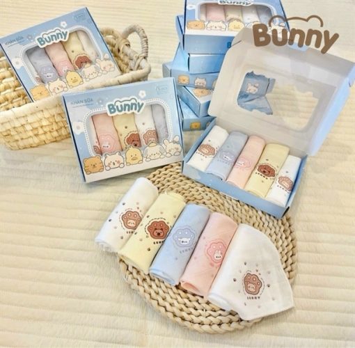 Khăn sữa bunny. hộp 5 cái 30*30cm