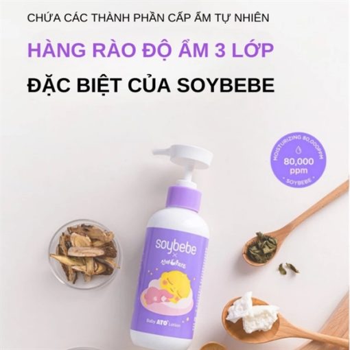 Sữa dưỡng ẩm Thuần Chay cho bé da nhạy cảm soybebe ato lotion 300ml - Hình ảnh 3