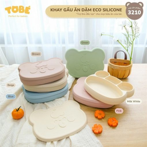 Khay gấu ăn dặm Eco Silicone (Beige)