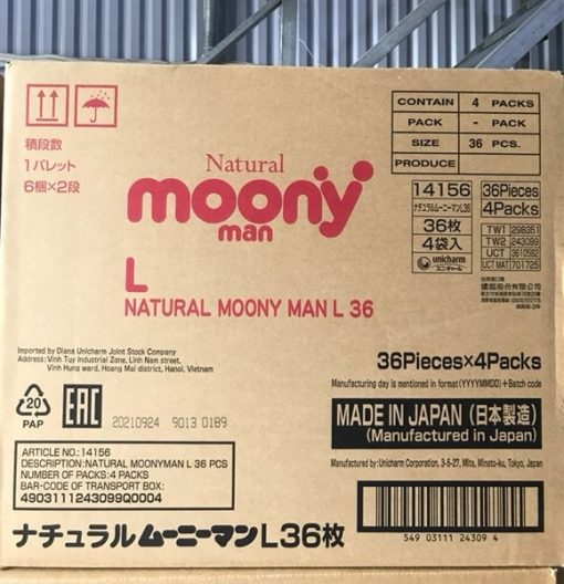 Bỉm Moony Natural size L36 quần