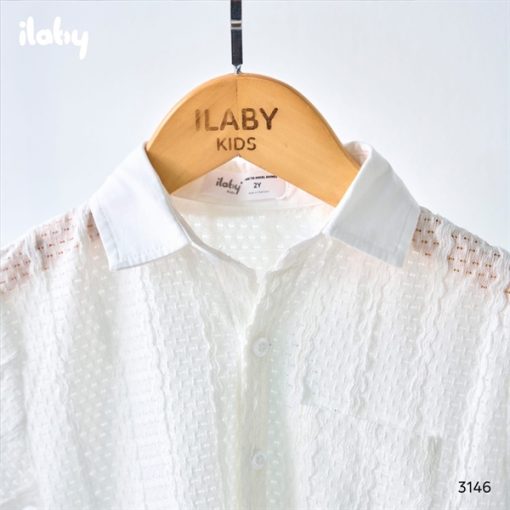 Goldbee- Bộ áo sơ mi lưới quần kaki ilaby- trắng - Hình ảnh 2
