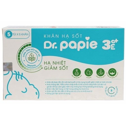 Goldbee- Khăn lau hạ sốt dr.papie 3M+ (hộp/5 tờ)