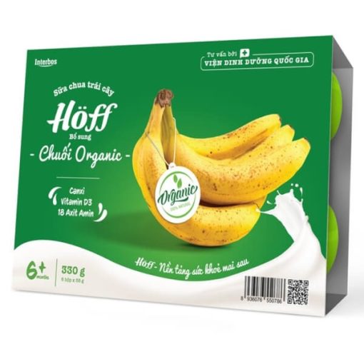 Goldbee- Sữa chua trái cây Hoff organic vị chuối 55g (vỉ/ 6 hộp)