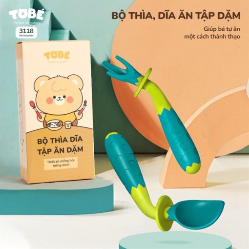 Goldbee- Bộ thìa dĩa tập ăn dặm tobe các màu