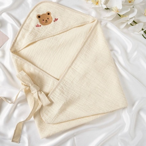 Goldbee- Ủ choàng Molli xô 3 lớp thêu hình động vật