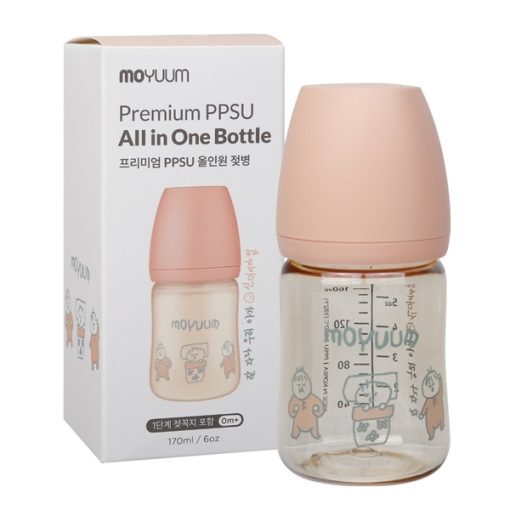 Goldbee- Bình sữa Moyuum hoạ tiết em bé màu hồng 170ml 0M+