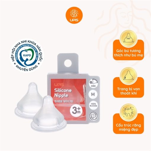 Goldbee - Núm bình sữa Upis 3m+ size M (hộp/2 chiếc)