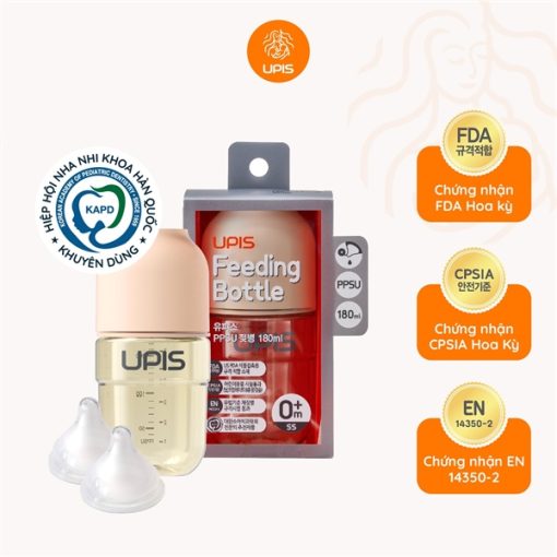 Goldbee- Bình sữa upis 0m+(SS) hồng 180ml