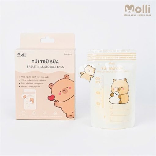 Goldbee- Túi trữ sữa khoá zip molli 100ml màu nâu (hộp/30 chiếc)