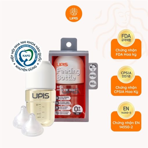 Goldbee -Bình sữa upis 0m+(SS) trắng 180ml