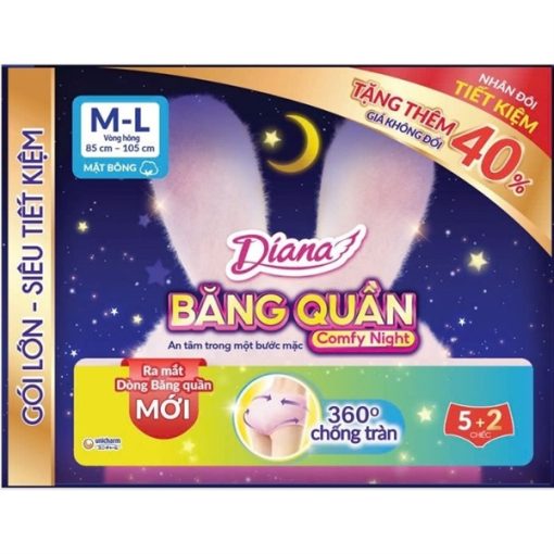 Goldbee- Bvs quần Diana size ML 5+2 miếng (85-105 cm)