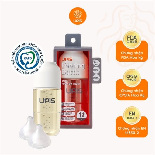 Goldbee -Bình sữa upis 1m+(S) trắng 260ml