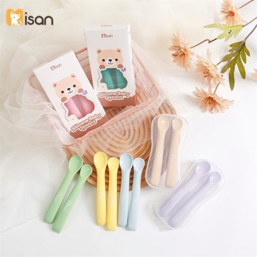 Goldbee- Sét 2 thìa silicon ăn dặm misan các màu 8M+