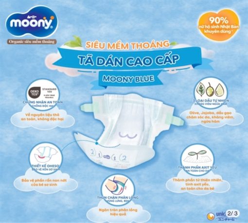 Goldbee - Bỉm dán Moony xanh M56+8 (6-11kg) - Hình ảnh 2