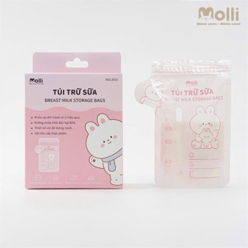 Goldbee- Túi trữ sữa khoá zip molli 150ml màu hồng (hộp/30 chiếc)