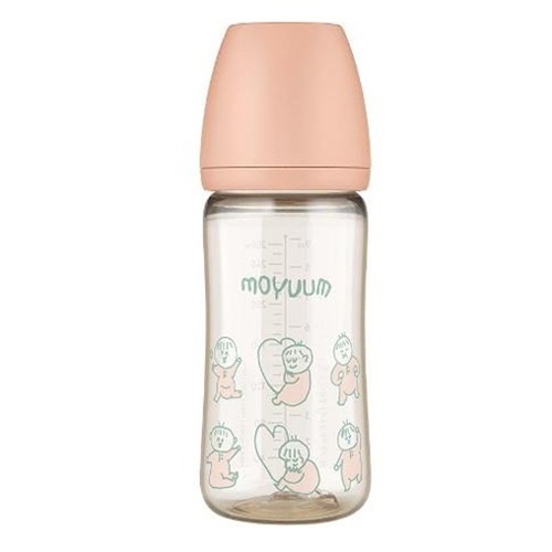 Goldbee- Bình sữa Moyuum hoạ tiết em bé màu hồng 270ml 2M+