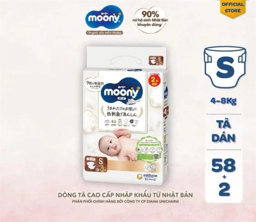 Goldbee- Bỉm dán Moony natural S58+2 (4-8kg)