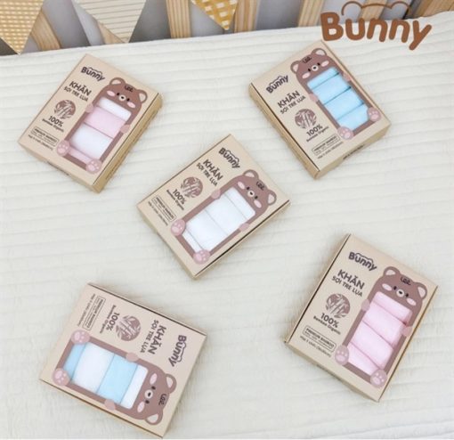 Goldbee- Set 5 khăn sữa sợi tre 2 lớp bunny (30*30 cm)