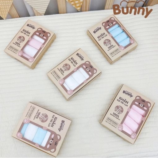 Goldbee- Set 5 khăn sữa sợi tre 2 lớp bunny (30*30 cm)