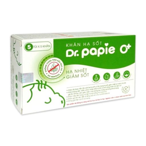 Goldbee- Khăn lau hạ sốt dr.papie 0M+ (hộp/5 tờ)