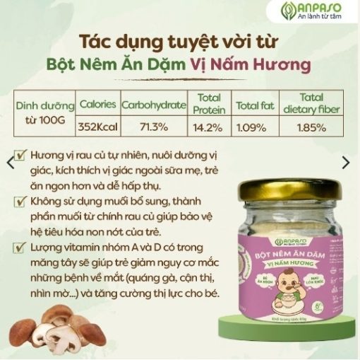 Goldbee- Bột nêm ăn dặm Anpaso vị nấm hương 60g 6M+