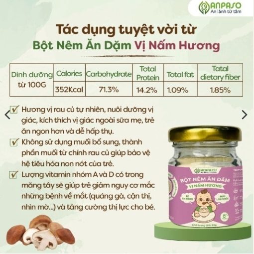 Goldbee- Bột nêm ăn dặm Anpaso vị nấm hương 60g 6M+