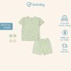 Goldbee- Bộ ngắn tay bubaby cài vai bambus xanh match 6-12M