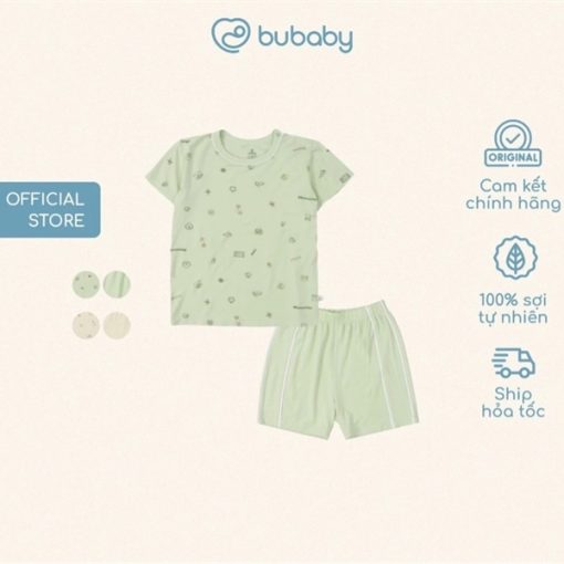 Goldbee- Bộ ngắn tay bubaby cài vai bambus xanh match 6-12M