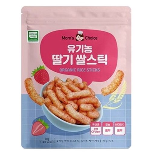 Goldbee- Bánh gạo hữu cơ mom’s choice vị dâu que ngắn 30g 6M+