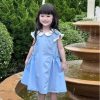 Goldbee - váy cổ sen vai chờm phối bèo ilaby- xanh dương
