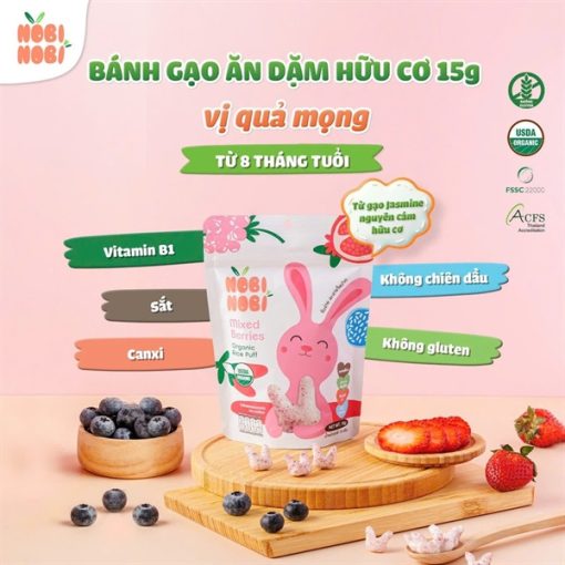 Goldbee- Bánh gạo ăn dặm cho bé Nobi Nobi vị quả mọng 15g 8M+