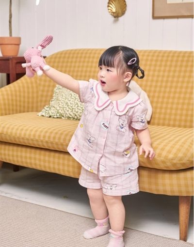 Goldbee- bộ pyjama ilaby cổ cánh bướm màu hồng