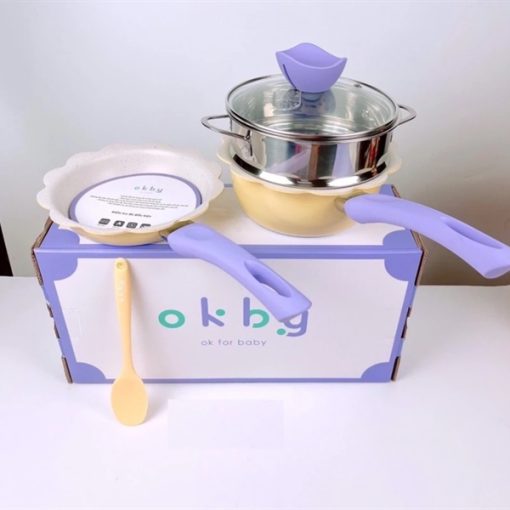 Goldbee- Bộ nồi chảo đá hình hoa (dùng đc bếp từ) OKBY các màu