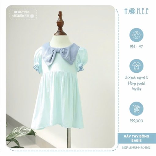 Goldbee- váy tay bồng hrnee babie -hồng/xanh - Hình ảnh 2